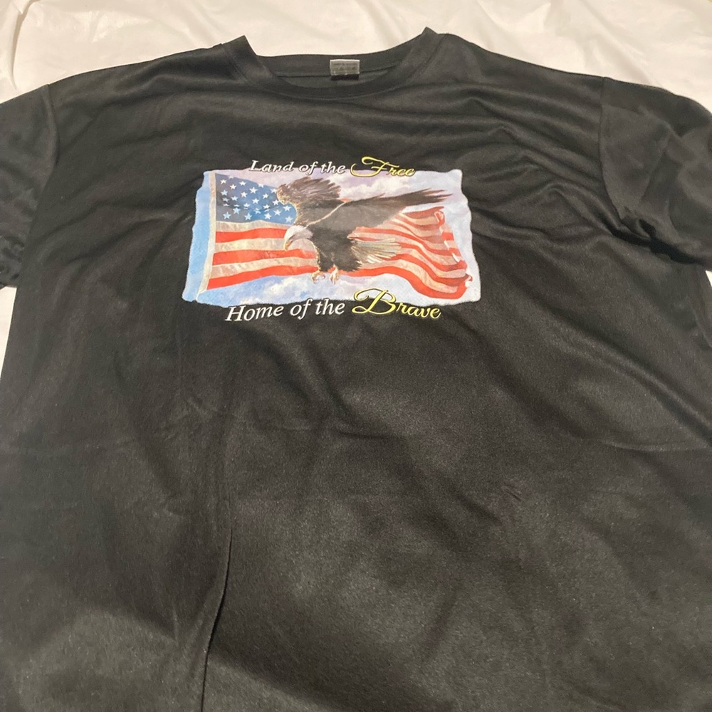 Land of the free Home of the brave athletic graphic tee bald Eagle American flag